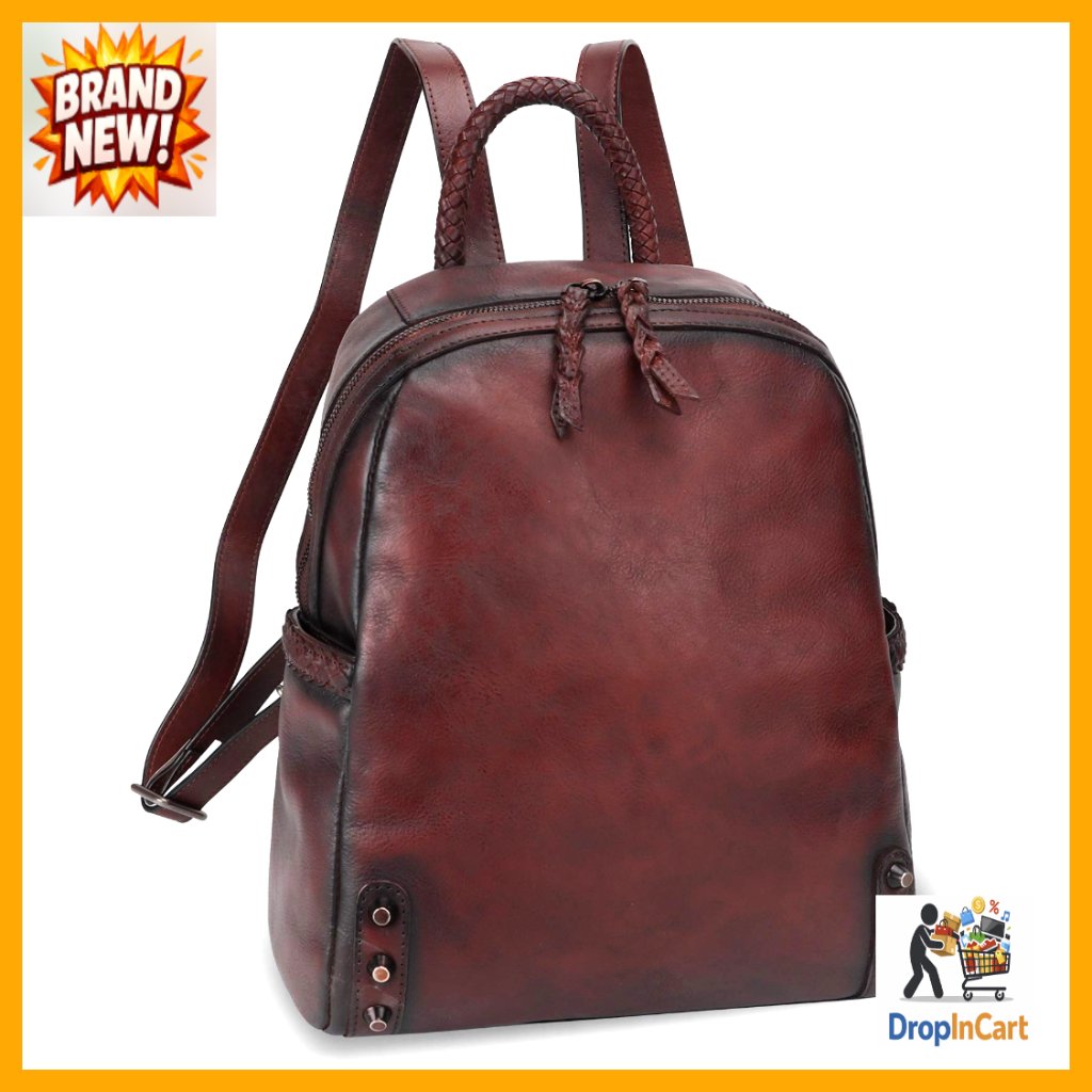 Genuine Leather Backpack Purse Vintage Retro Casual Daypack Handmade Cowhide
